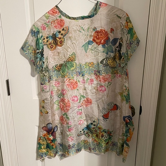 Johnny Was Multicolor Floral and Butterfly Blouse - Picture 4 of 4